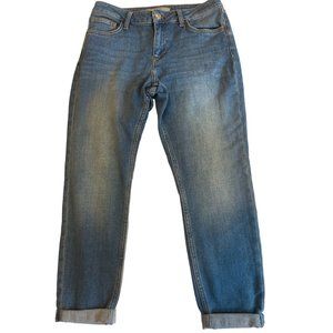 Topshop Moto Lucas Womens Jeans Skinny Leg Roll Tab Hem Blue Size W28XL30